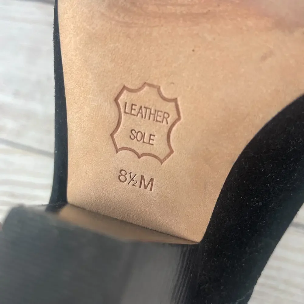 Tory Burch Gemma Womens Sz 8.5M Open Toe Booties Black Suede Slip On